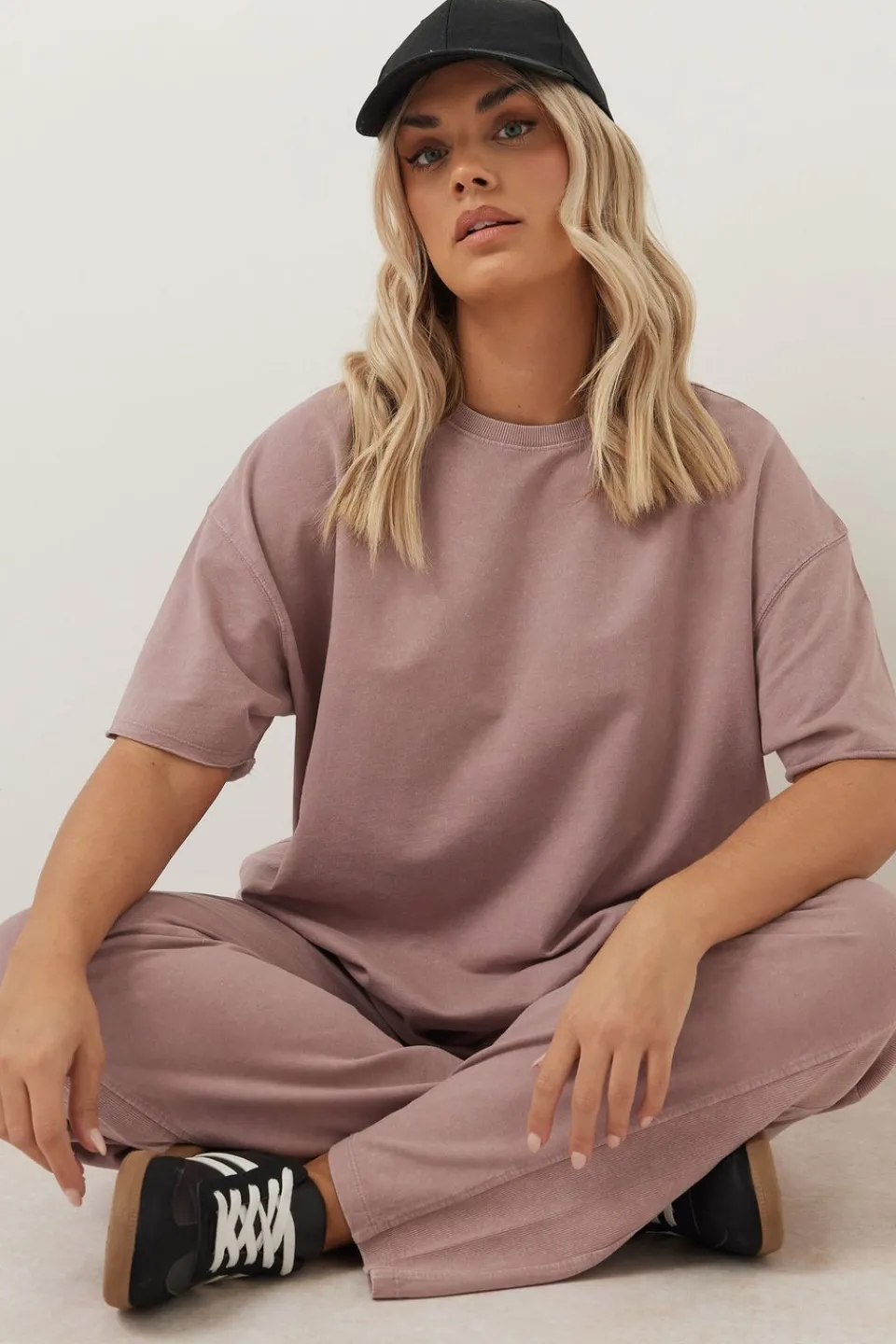 T-Shirts>YOURS Curve Pink Acid Wash Oversized Sweat T-Shirt