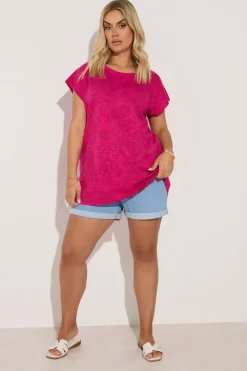 T-Shirts>YOURS Curve Pink Tropical Fruit Print T-Shirt
