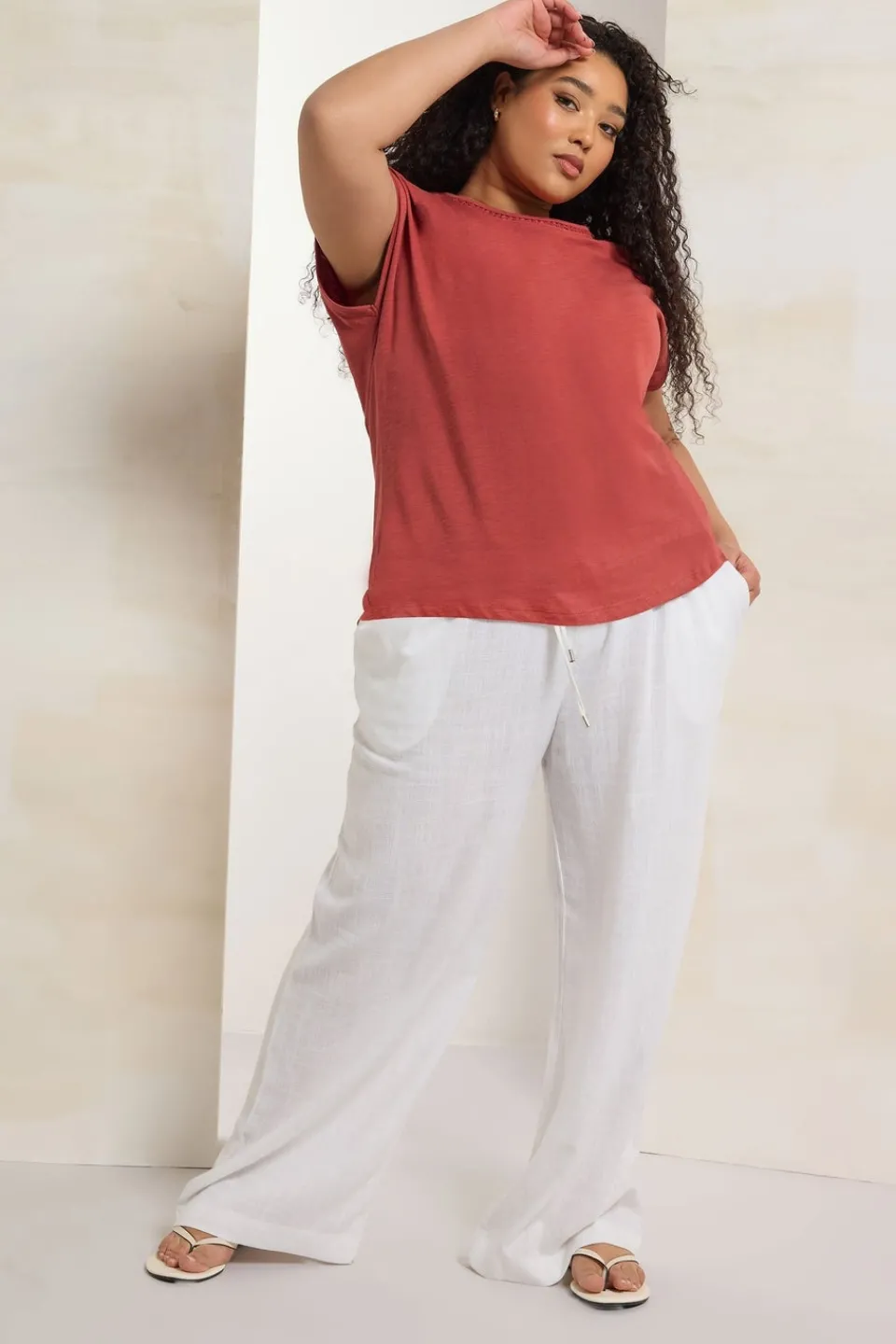 T-Shirts>YOURS Curve Rust Orange Crochet Trim Detail T-Shirt