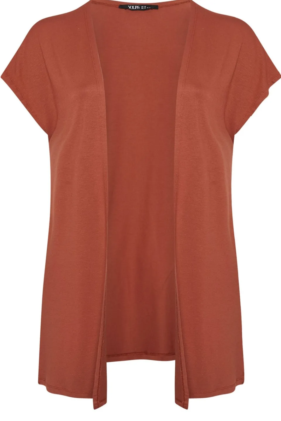 Tops>YOURS Curve Rust Orange Grown On Sleeve Jersey Cardigan