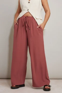 Trousers>YOURS Curve Rust Orange Twill Wide Leg Trousers