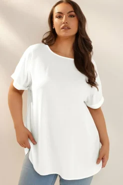 Tops>YOURS Curve White Boxy Short Sleeve Blouse