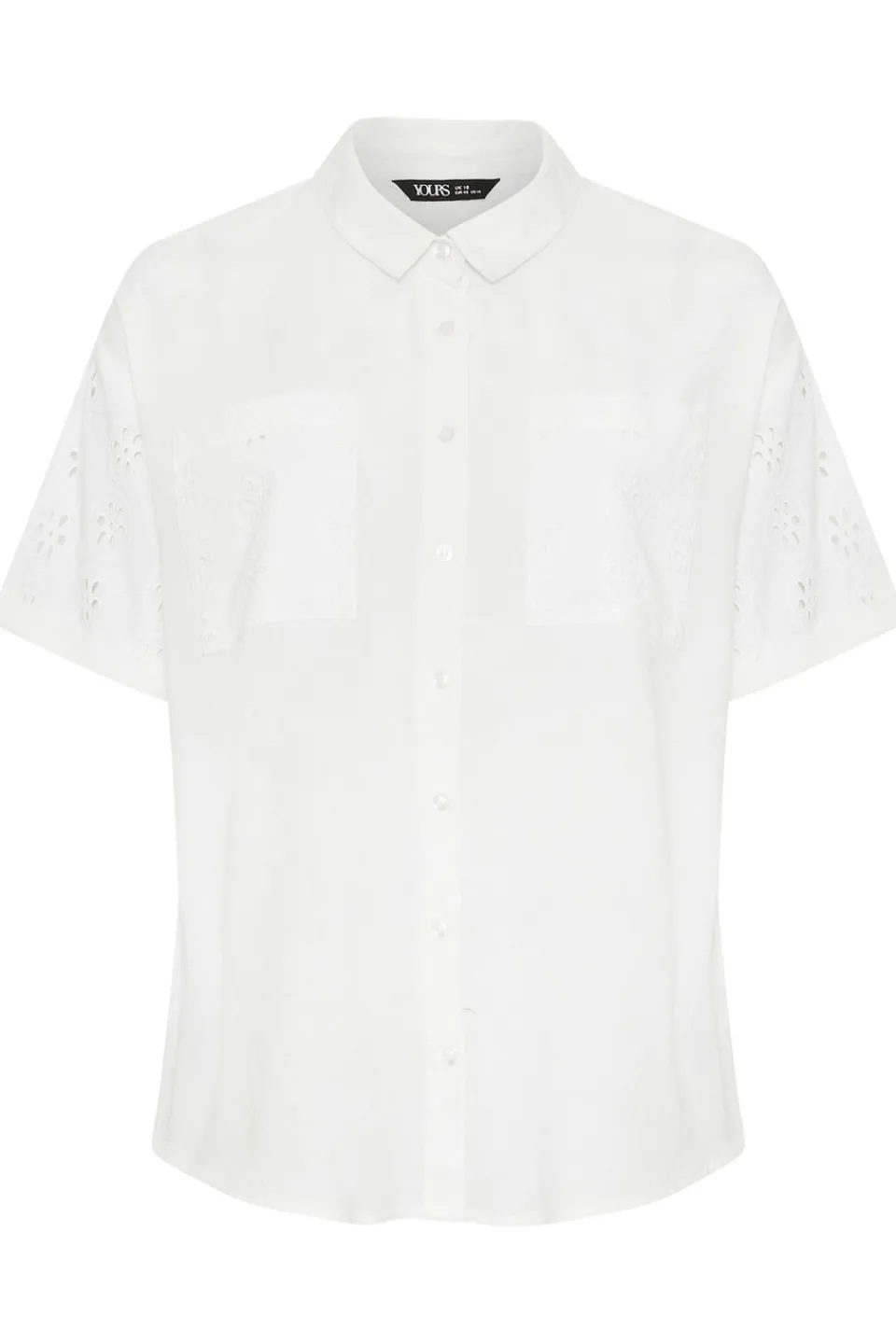 Tops>YOURS Curve White Broderie Anglaise Linen Shirt