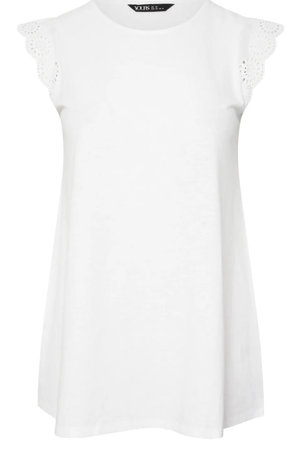 T-Shirts>YOURS Curve White Broderie Anglaise Frill Vest Top