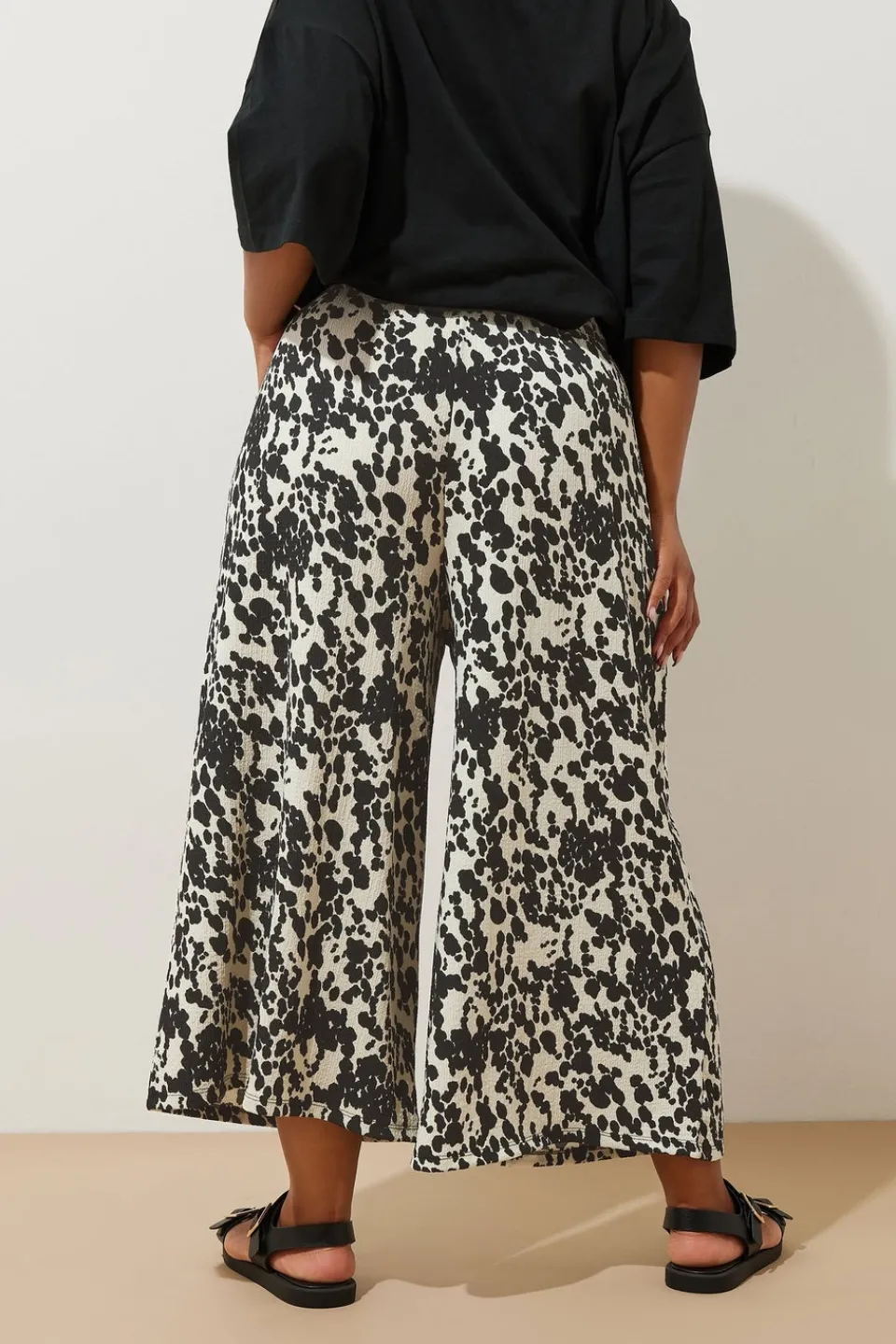 Trousers>YOURS Curve White Cow Print Midaxi Culottes