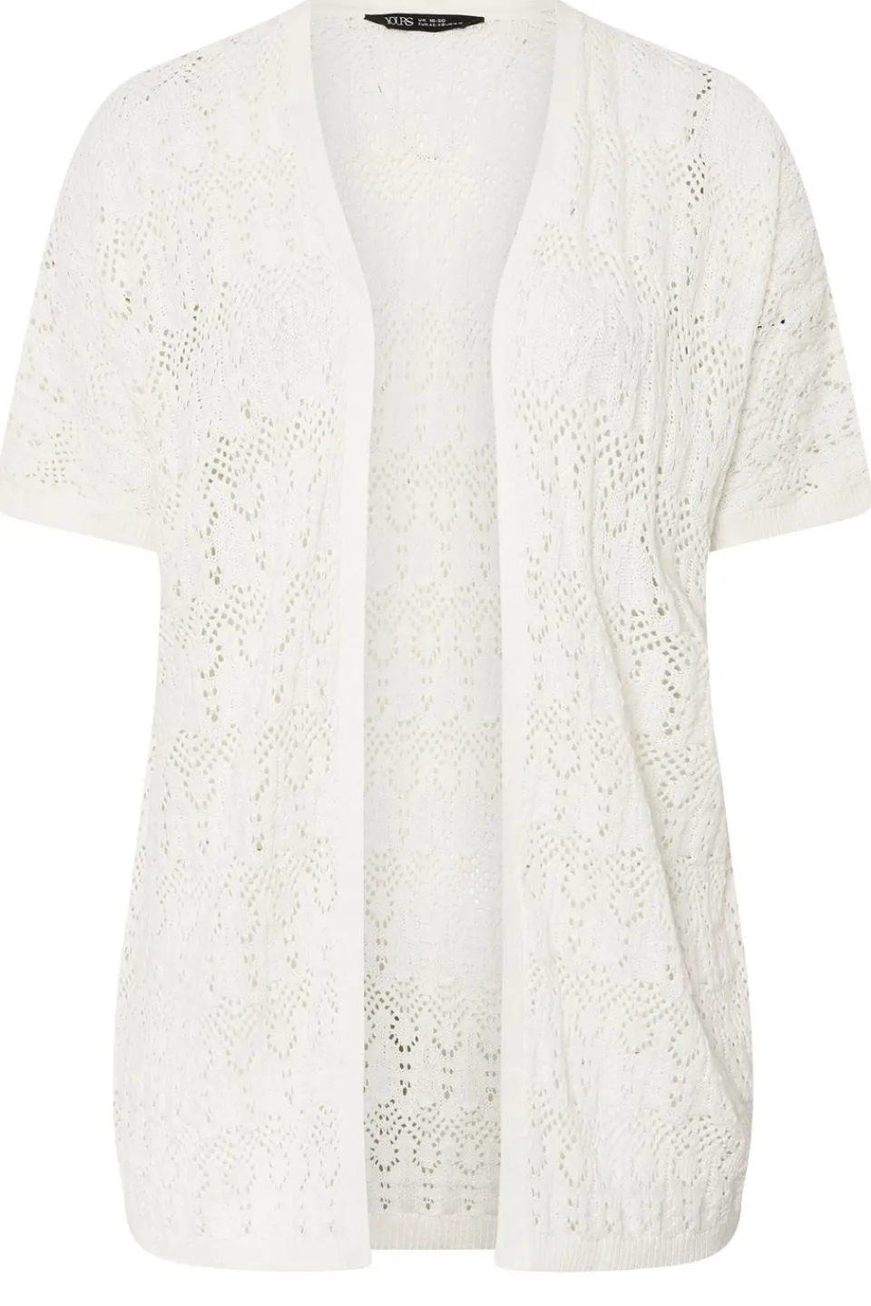 Tops>YOURS Curve White Crochet Short Sleeve Cardigan