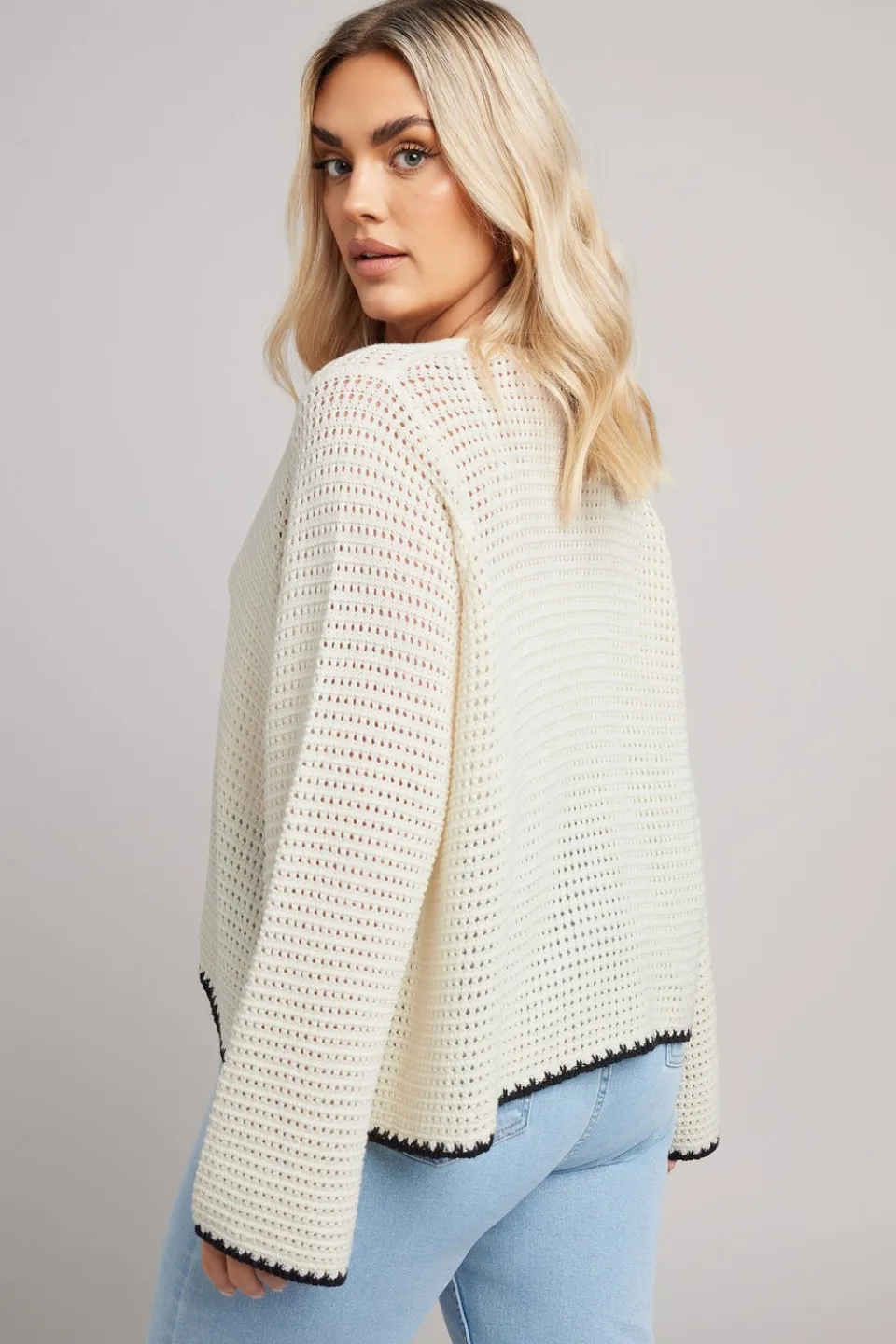Tops>YOURS Curve White Crochet Tie Front Cardigan