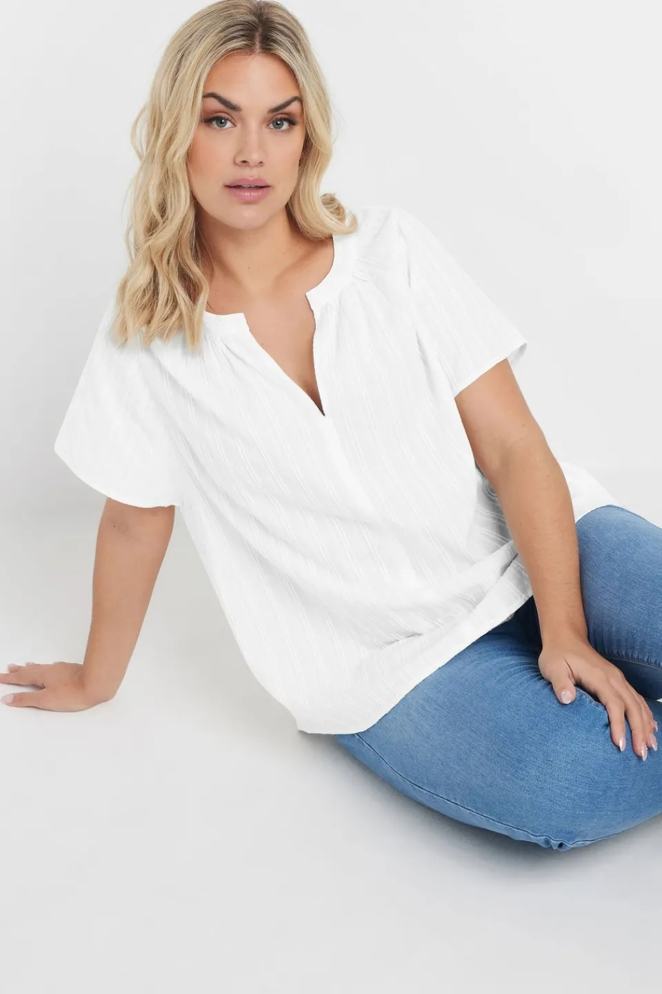 Tops>YOURS Curve White Short Sleeve Cotton Blouse