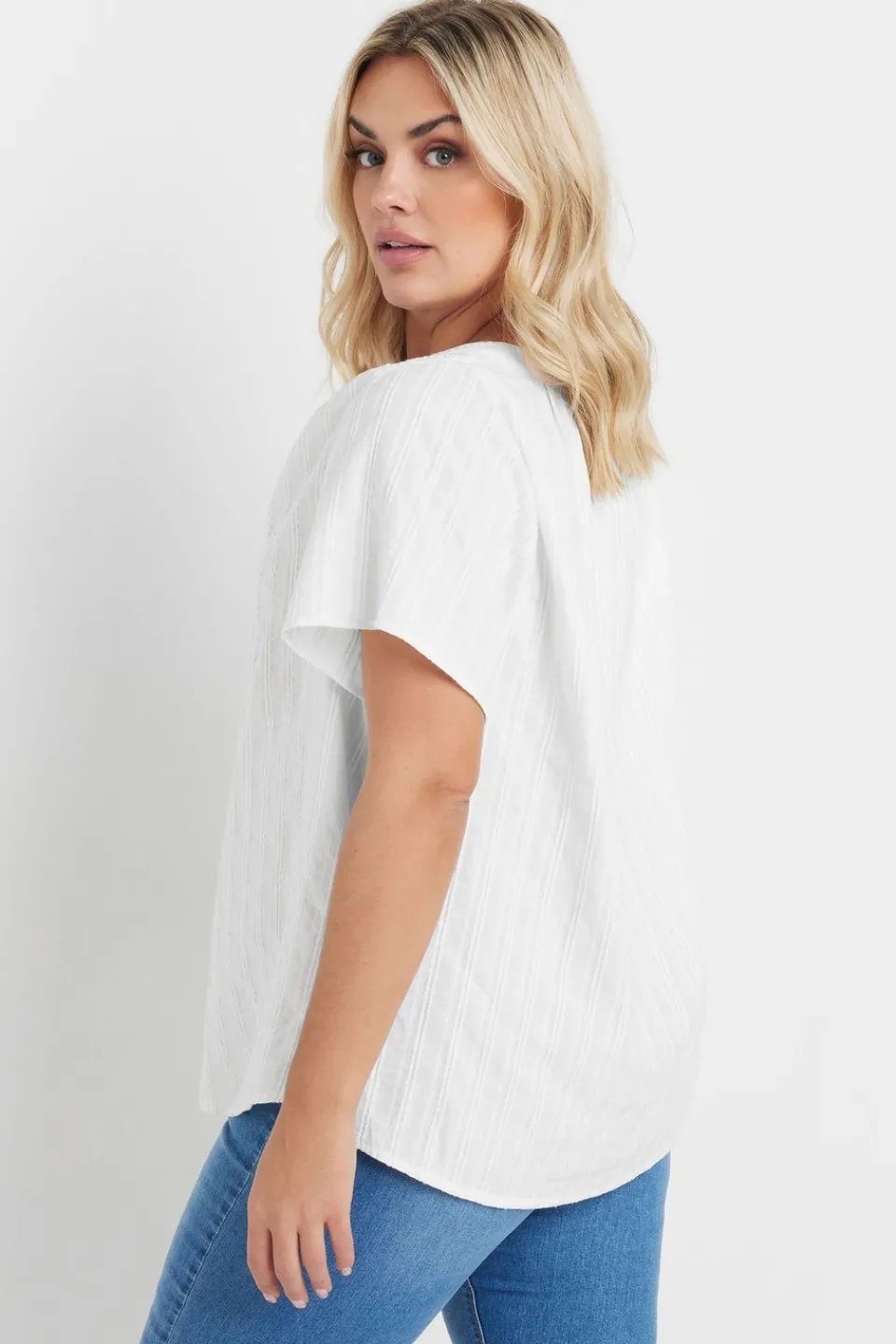 Tops>YOURS Curve White Short Sleeve Cotton Blouse