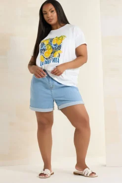 T-Shirts>YOURS Curve White 'La Dolce Vita' Lemon Graphic Oversized T-Shirt