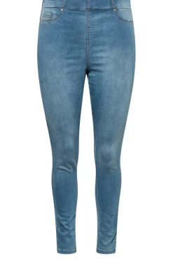 Jeans & Jeggings>YOURS For Good Curve Mid Blue Pull On Bum Shaper Lola Stretch Jeggings
