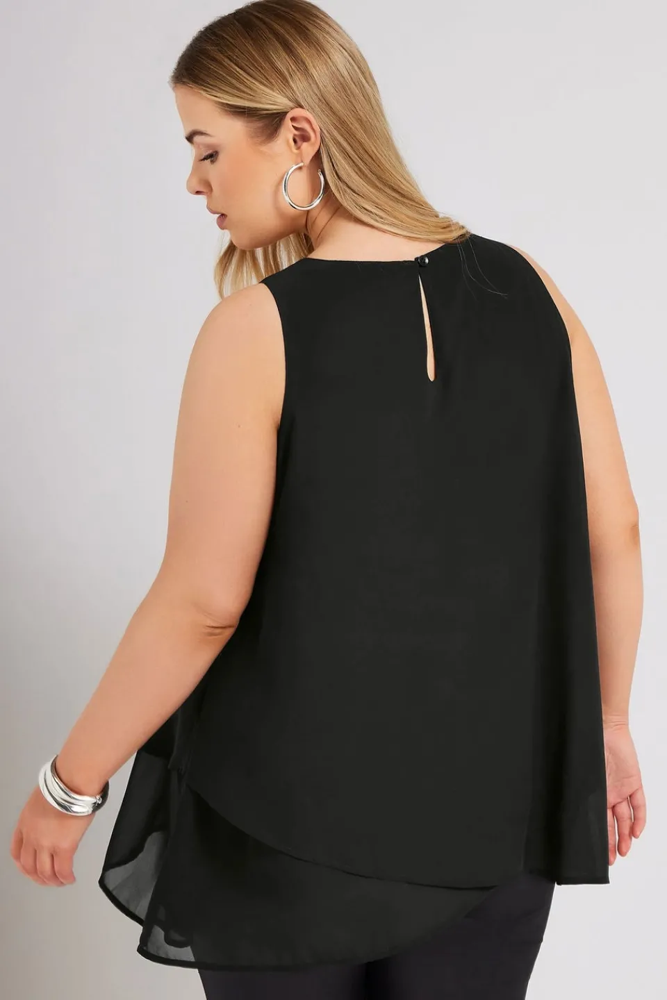 Tops>YOURS London Curve Black Layered Sleeveless Blouse