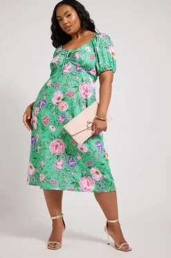 Dresses>YOURS London Curve Teal Green Floral Midi Dress