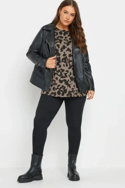T-Shirts>YOURS Plus Size Brown Leopard Print T-Shirt