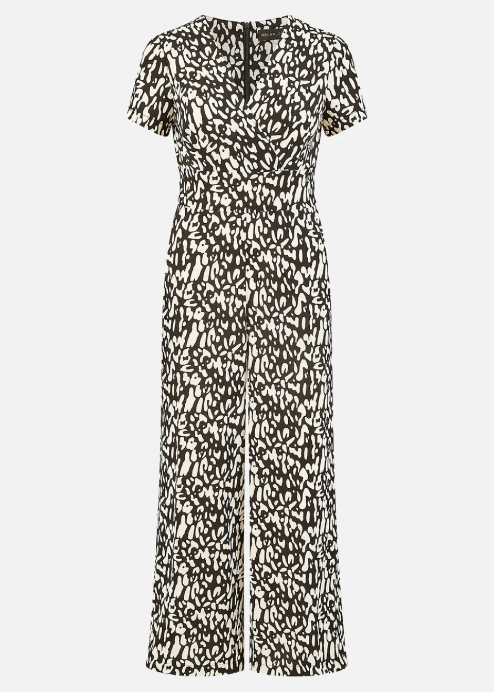 Jumpsuits & Playsuits>Yumi Black And White Wrap Over Stretch Jumpsuit