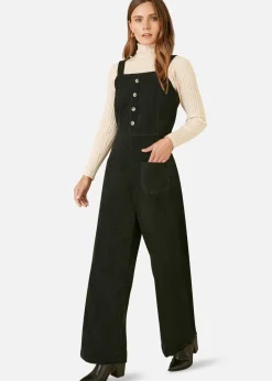 Jumpsuits & Playsuits>Yumi Black Cord Stretch Dungaree Style Jumpsuit
