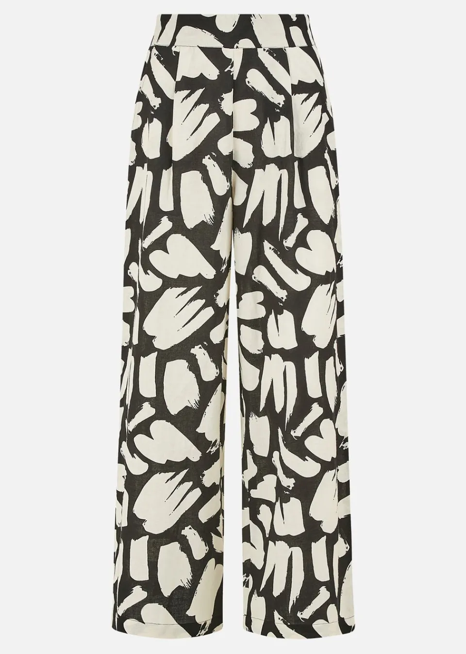 Trousers>Yumi Black Cotton Splash Print Relaxed Fit Trousers