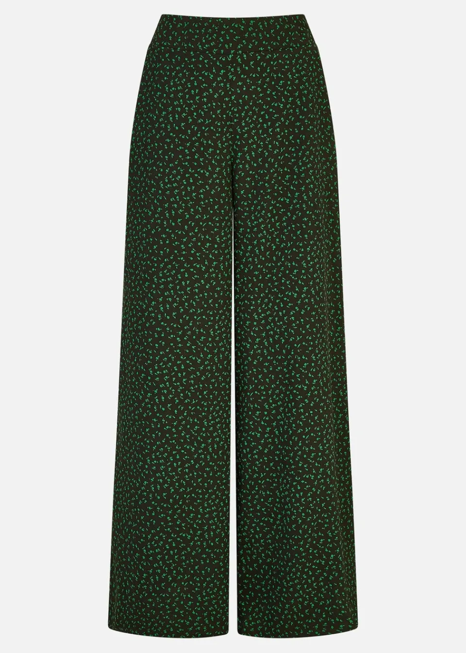 Trousers>Yumi Black Ditsy Floral Print Relaxed Wide Leg Trousers