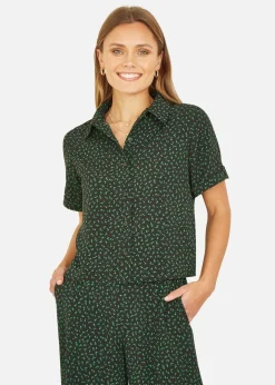 Blouses & Shirts>Yumi Black Ditsy Print Shirt
