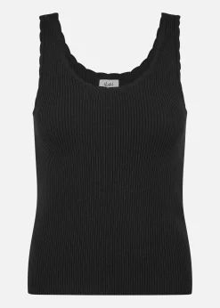 Tops>Yumi Black Fine Knit Vest Top