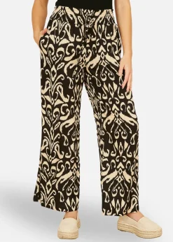Trousers>Yumi Black Ikat Print Relaxed Fit Trousers