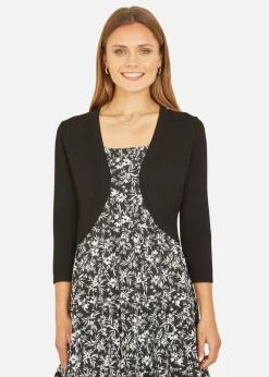 Tops>Yumi Black Knitted Curve Bolero