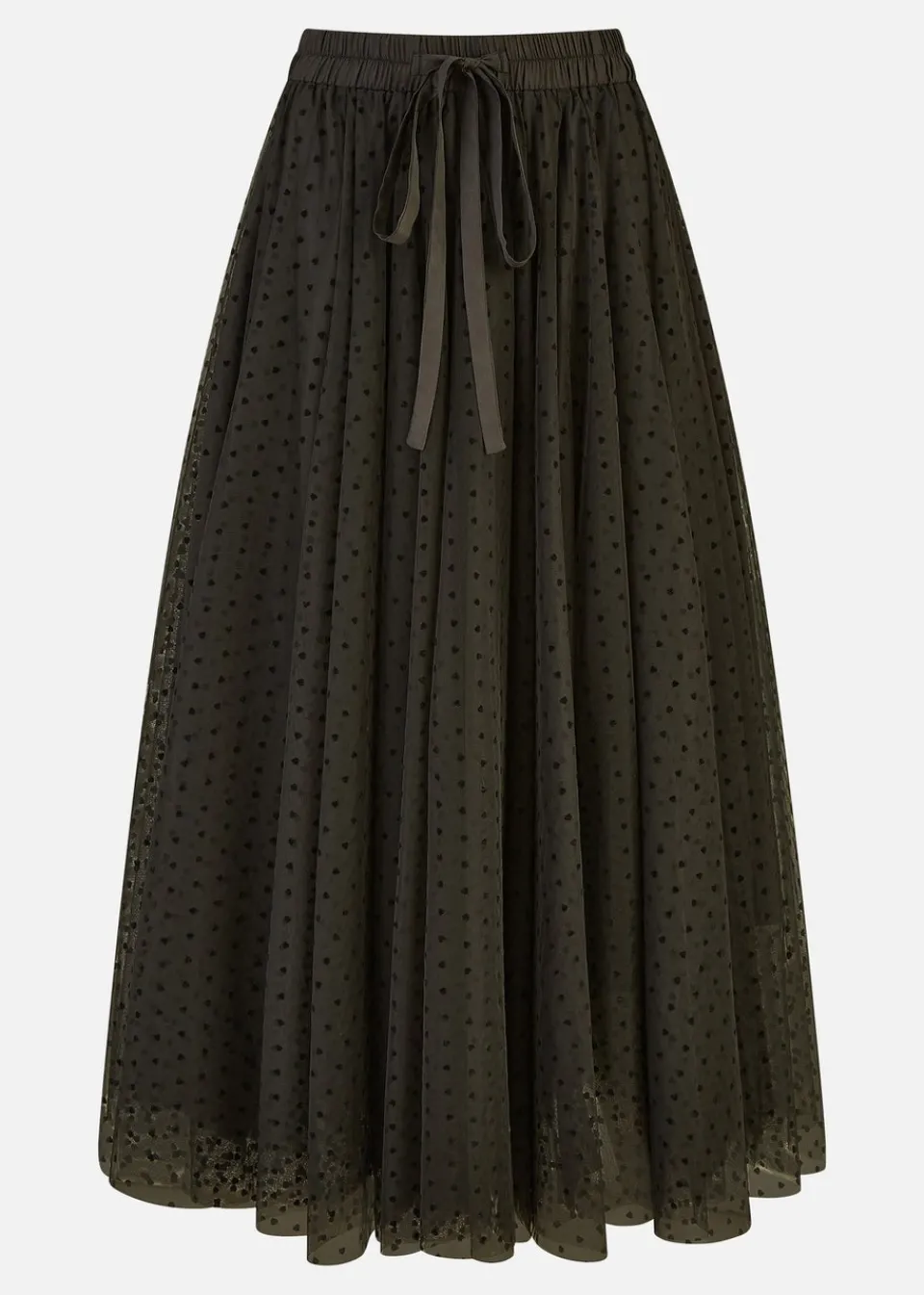 Skirts>Yumi Black Mesh Heart Print Tulle Skirt