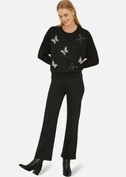 Tops>Yumi Black Sequin Butterfly Jumper