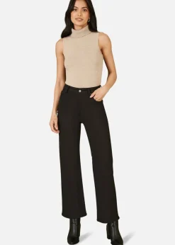 Jeans & Jeggings>Yumi Black Stretch Canvas Wide Leg High Waist Jeans