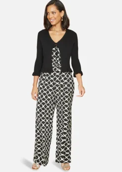Tops>Yumi Black Tie Up Ribbed Cardigan With Frill Hem