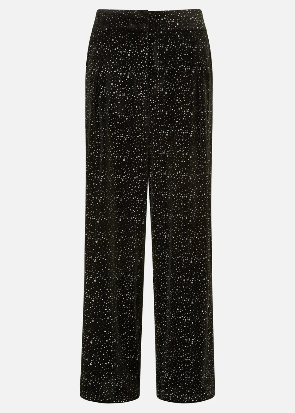 Trousers>Yumi Black Velvet Sparkle Wide Leg Trousers