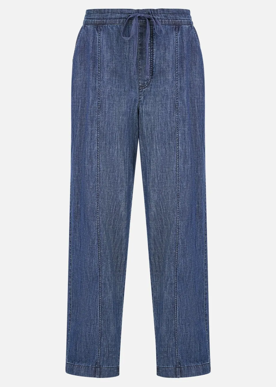 Trousers>Yumi Blue Chambray Relaxed Fit Wide Leg Trousers