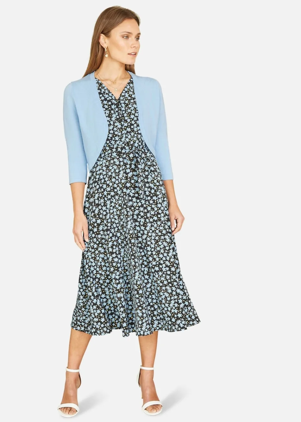 Tops>Yumi Blue Knitted Curve Bolero
