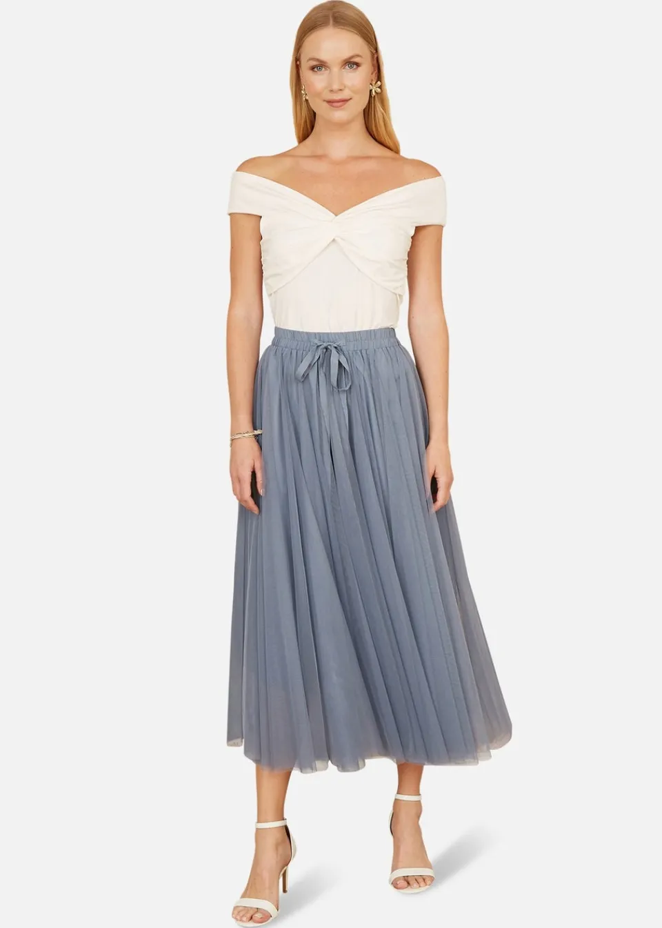 Skirts>Yumi Blue Mesh Tulle Skirt