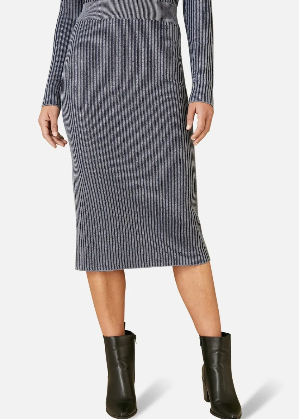 Skirts>Yumi Blue Ribbed Knitted Skirt