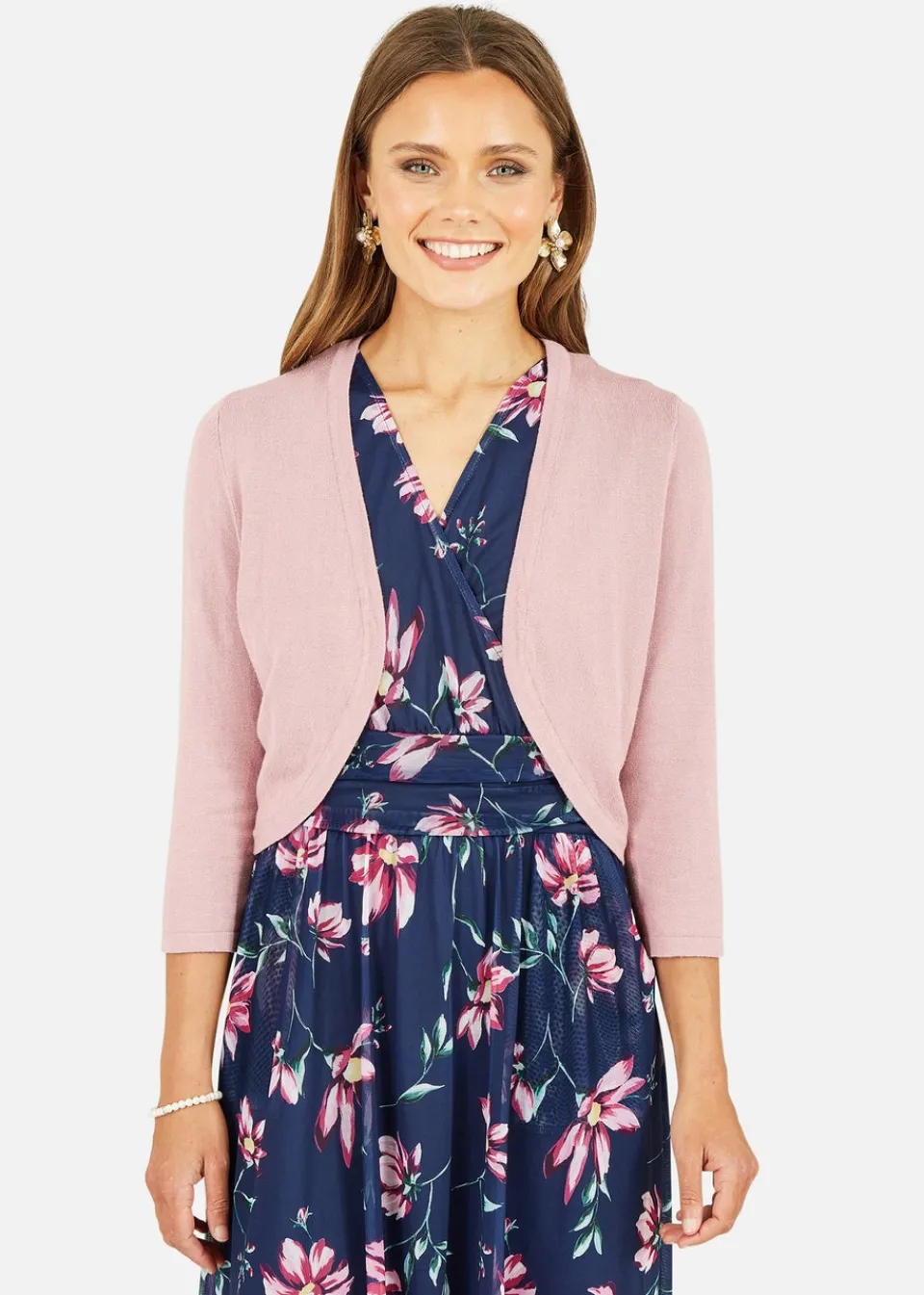 Tops>Yumi Blush Knitted Curve Bolero