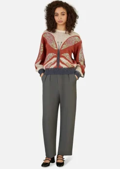 Tops>Yumi Brown Butterfly Sequin Knitted Jumper