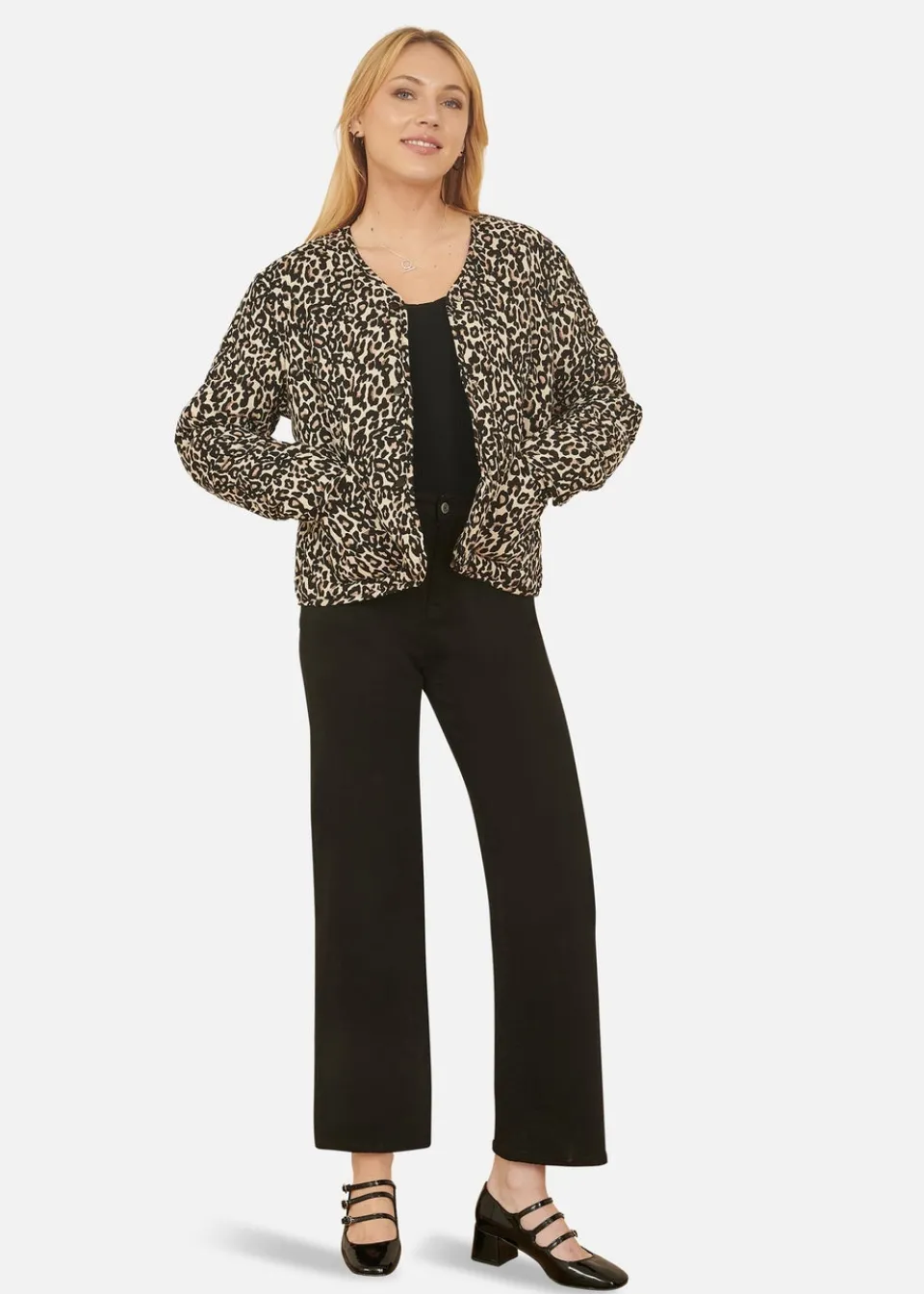 Coats & Jackets>Yumi Brown Leopard Print Boxy Jacket