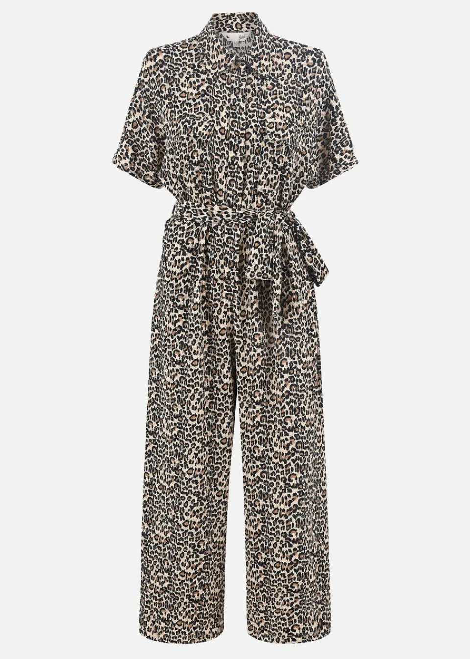 Jumpsuits & Playsuits>Yumi Brown Leopard Print Pleated Fabric Jumpsuit