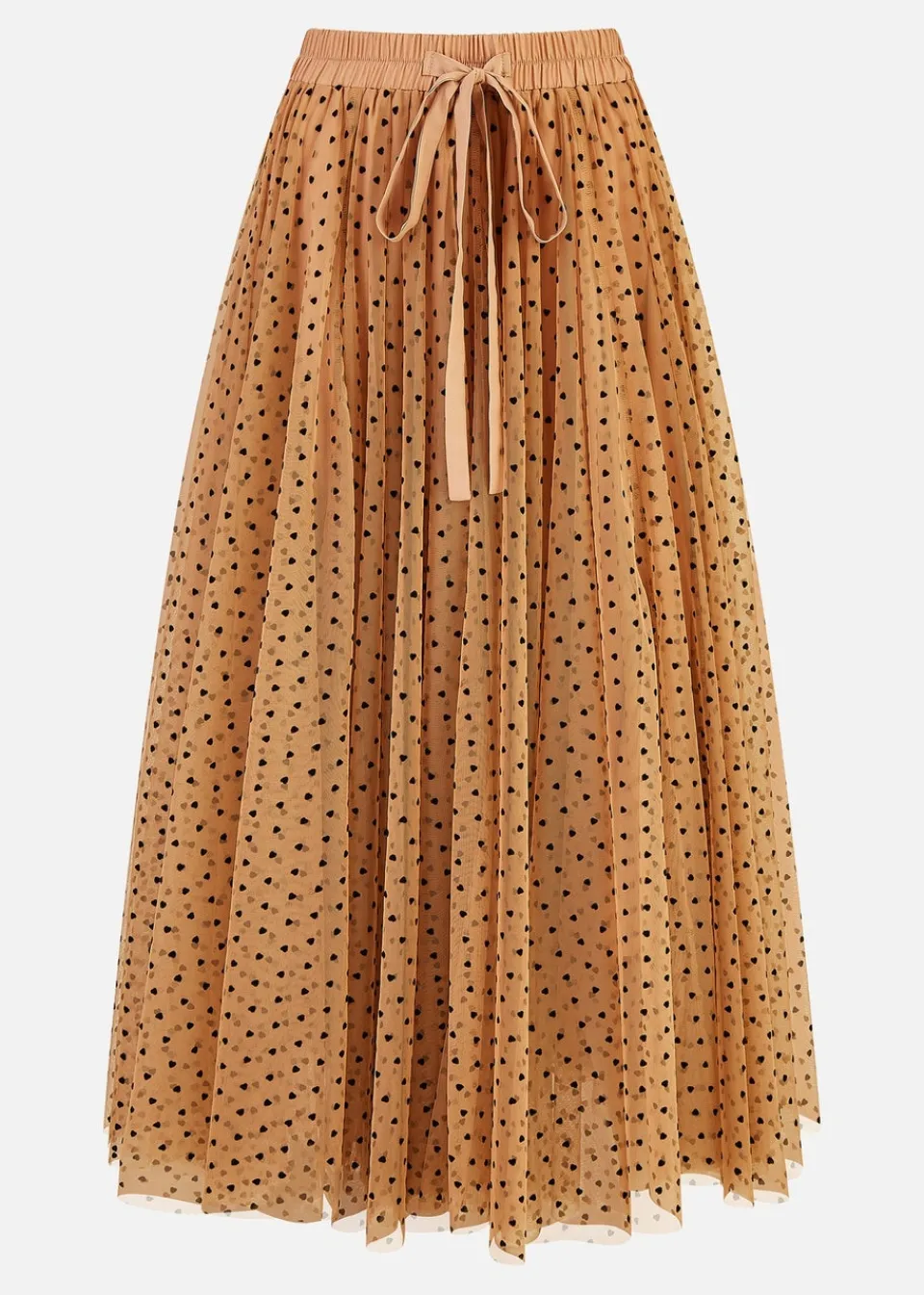 Skirts>Yumi Brown Mesh Heart Print Tulle Skirt