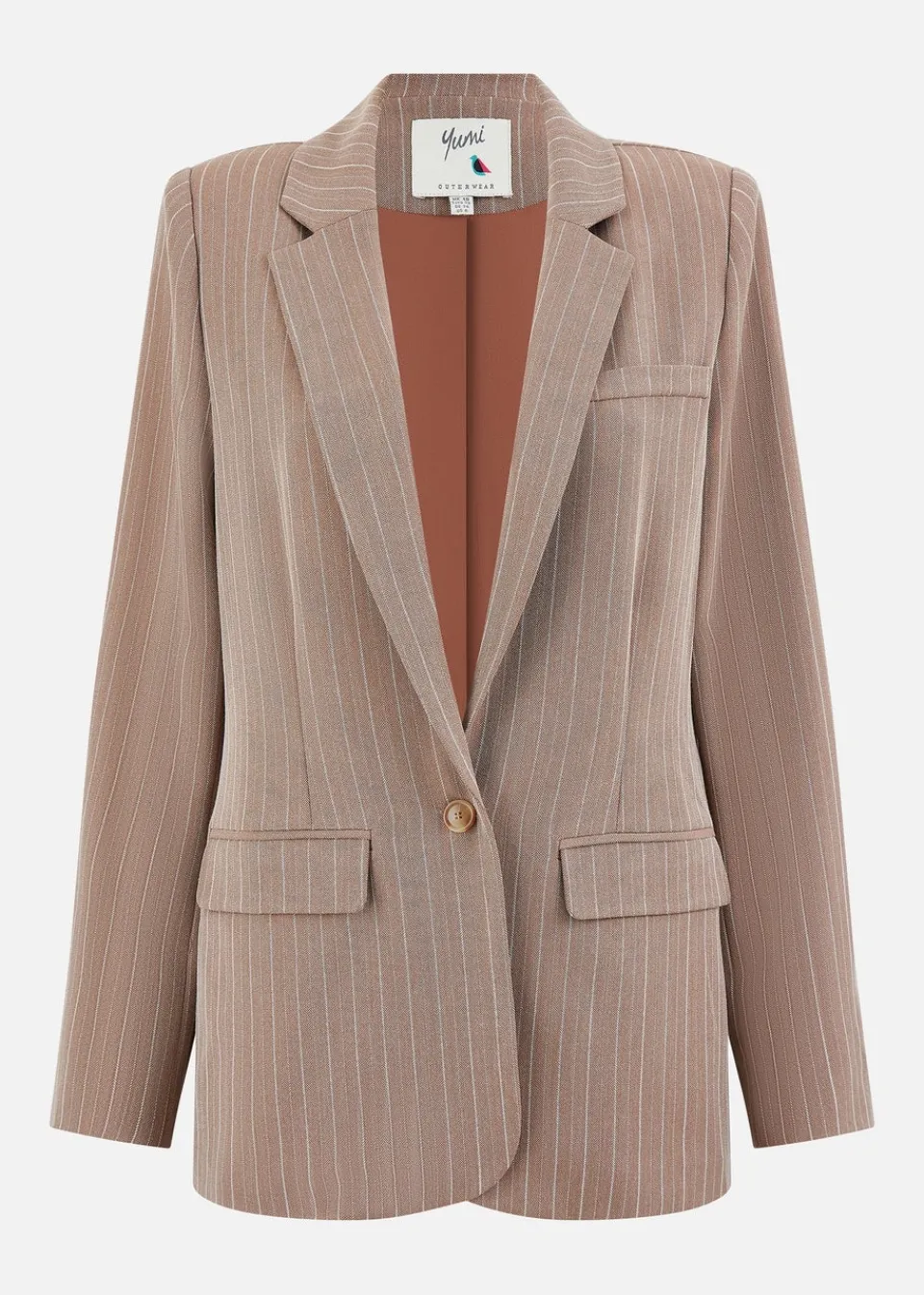 Coats & Jackets>Yumi Brown Pinstripe Blazer