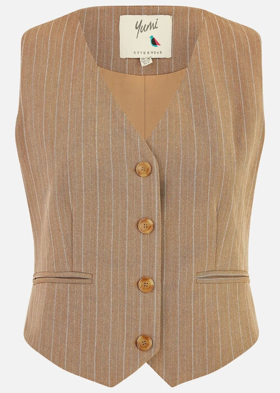 Coats & Jackets>Yumi Brown Pinstripe Waist Coat Vest