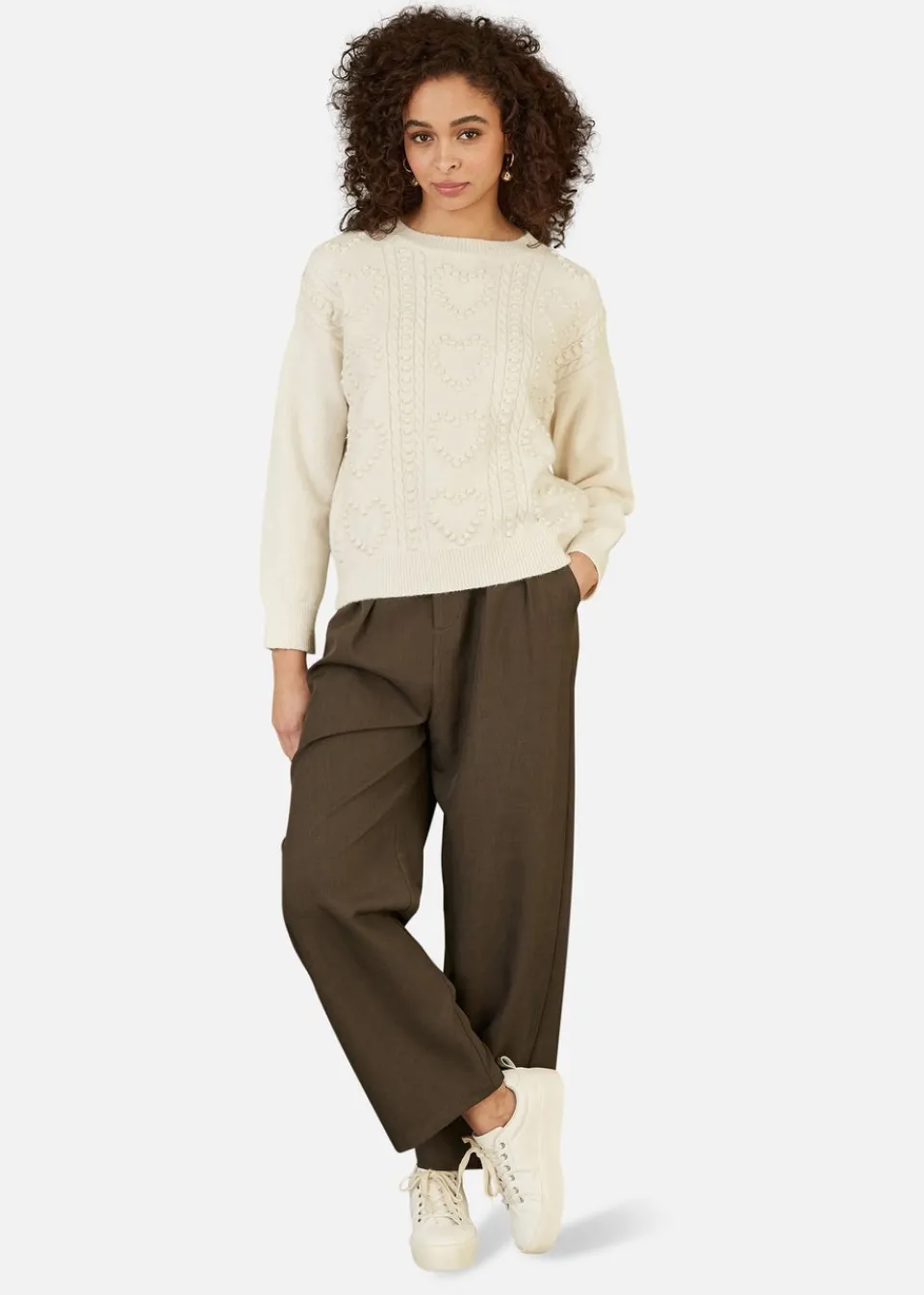 Trousers>Yumi Brown Wide Leg Trousers
