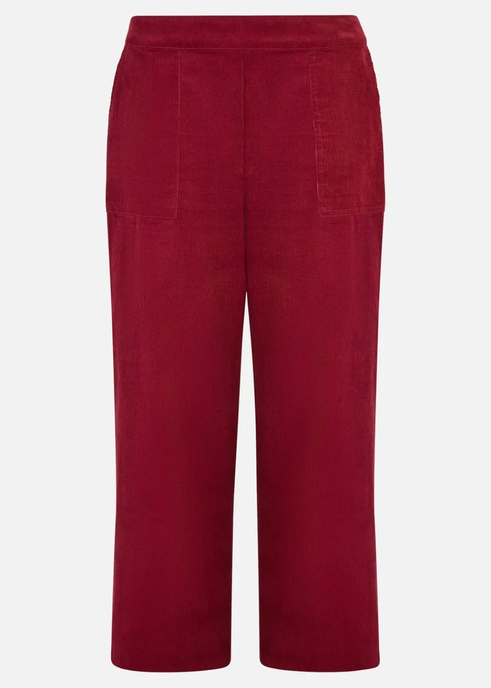 Trousers>Yumi Burgundy Cord Cropped Wide Leg Trousers With Pockets