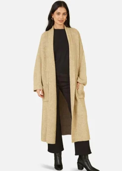 Tops>Yumi Cream Knitted Maxi Cardigan With Pockets