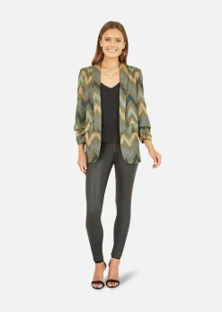 Coats & Jackets>Yumi Green Chevron Relaxed Fit Blazer