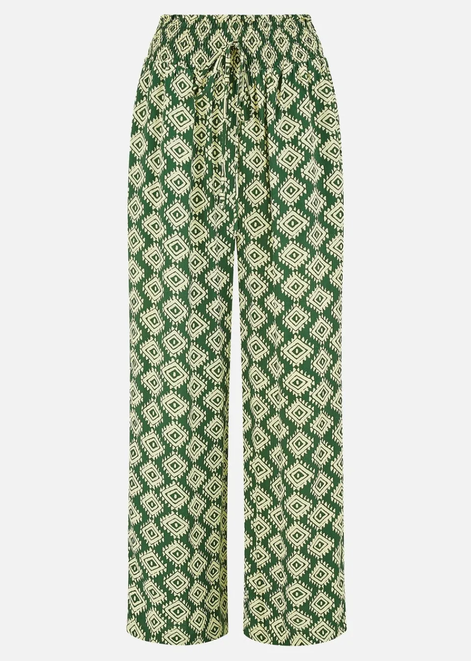 Trousers>Yumi Green Geo Print Relaxed Fit Trousers