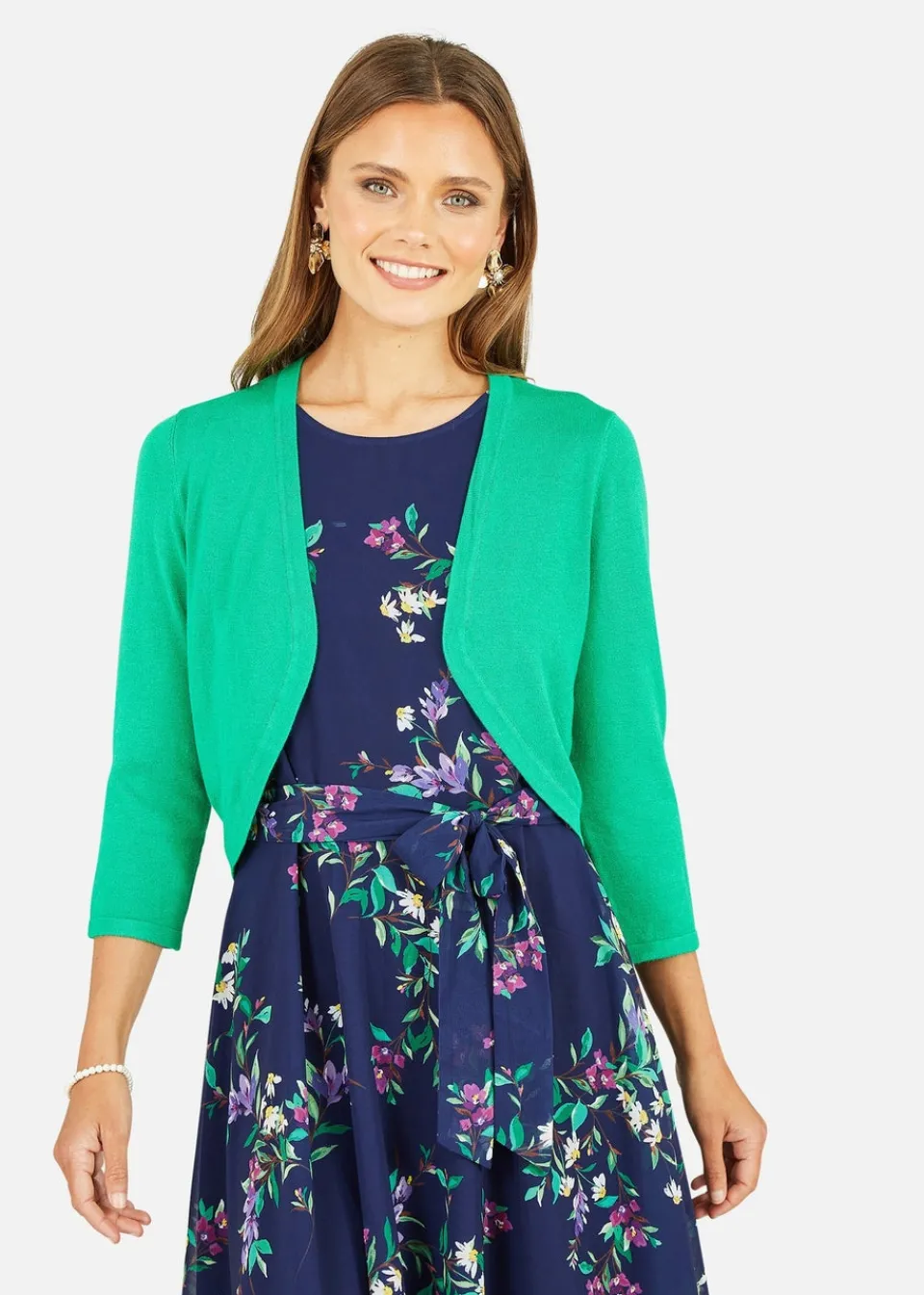 Tops>Yumi Green Knitted Curve Bolero