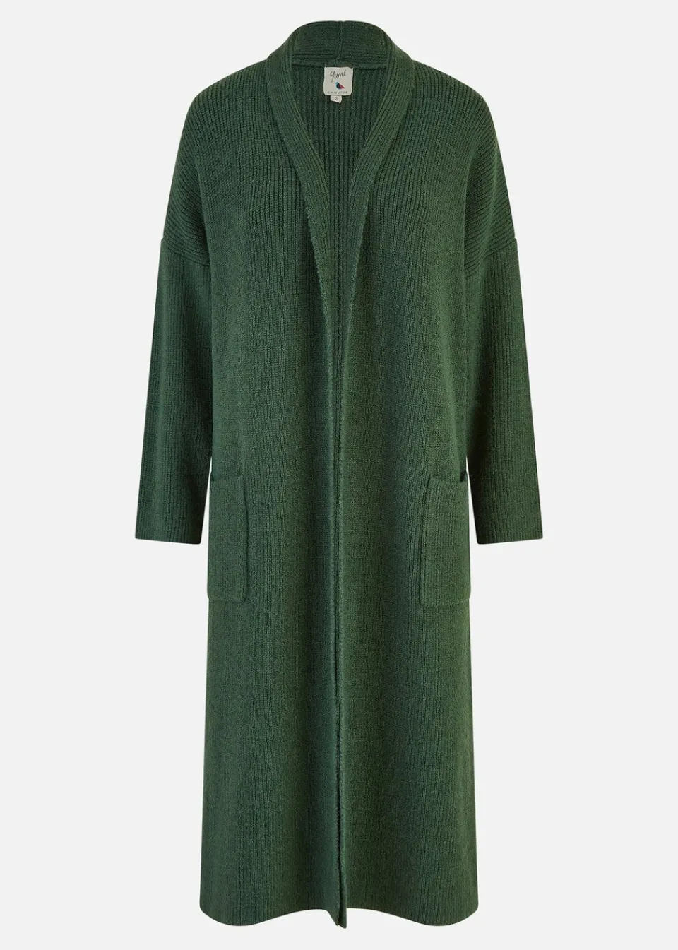 Tops>Yumi Green Knitted Maxi Cardigan With Pockets