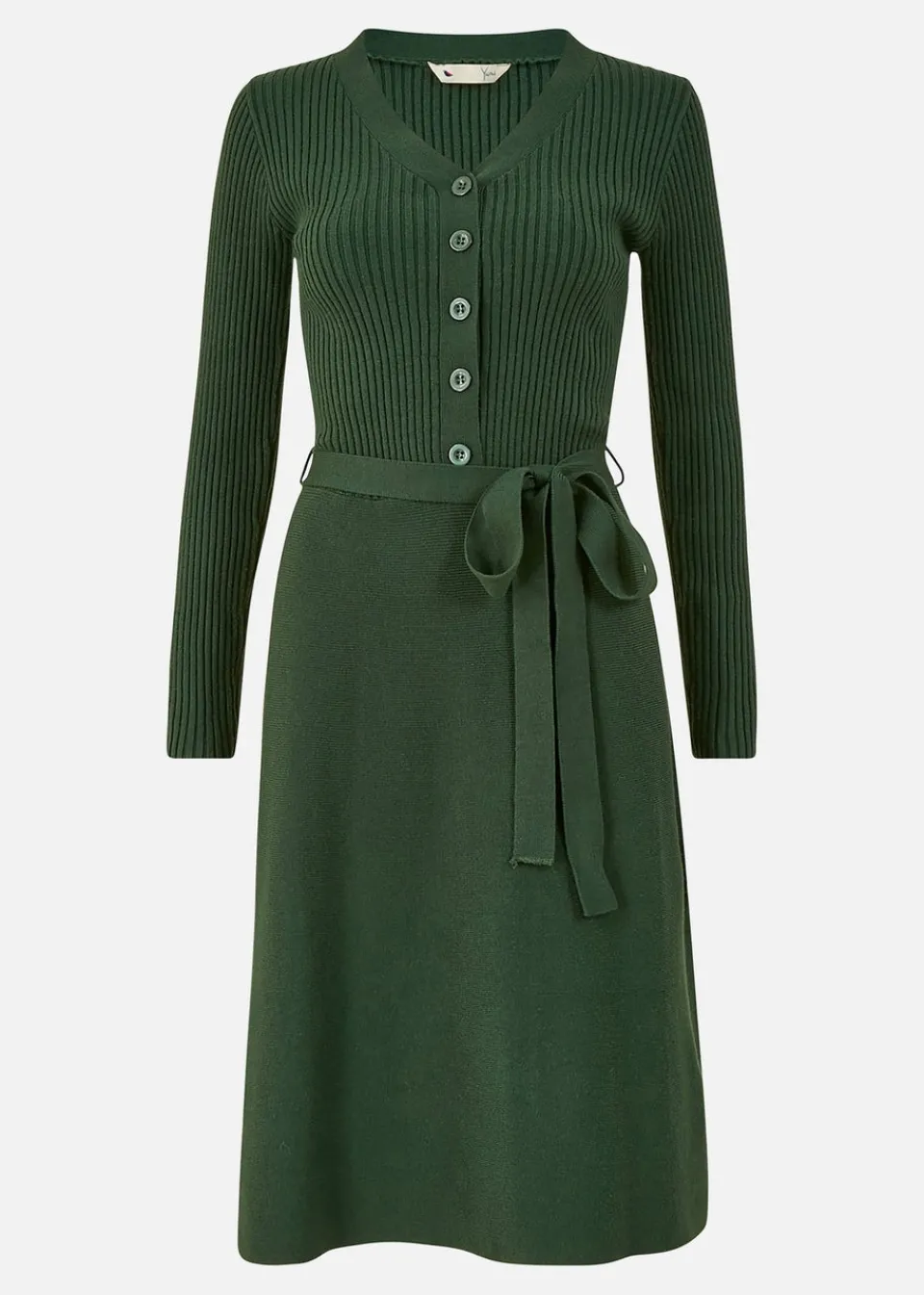 Knitwear>Yumi Green Knitted Skater Dress